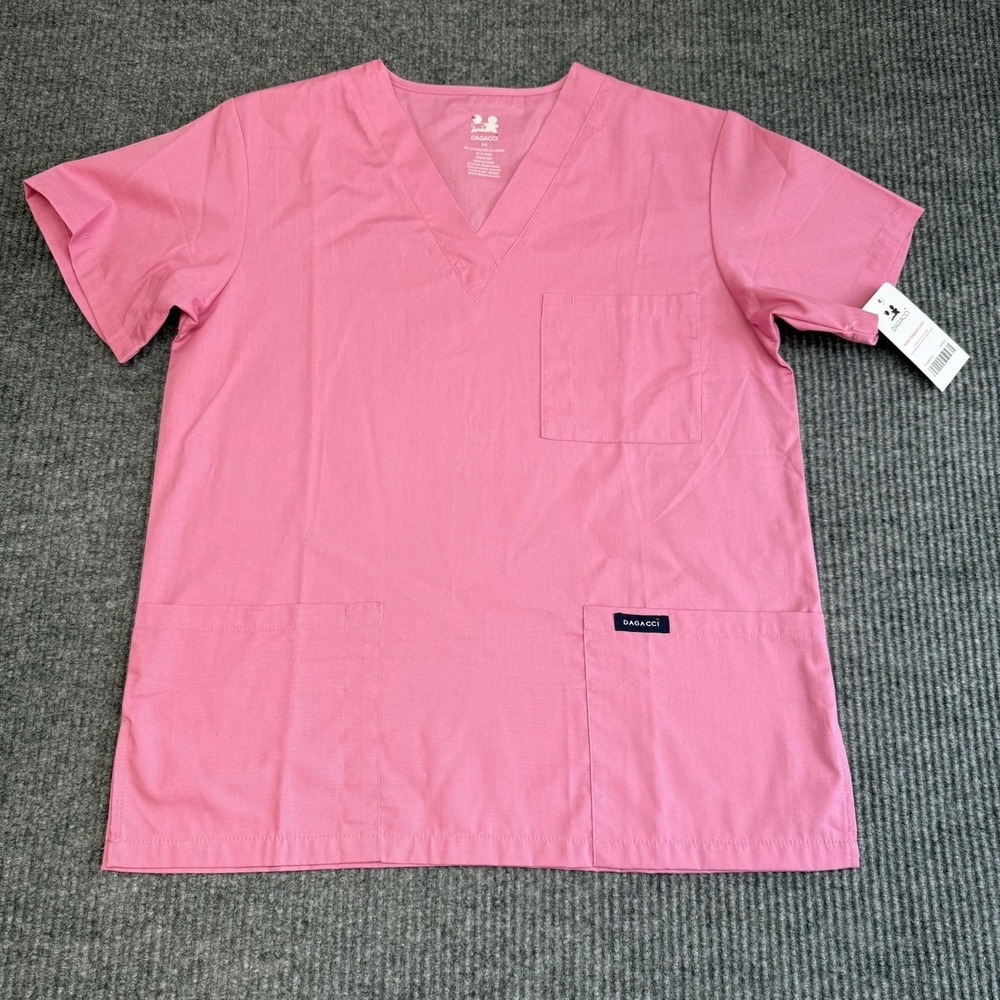 Pink Scrub Top XS Unisex V-Neck Medical Uniform Workwear Dagacci NWT